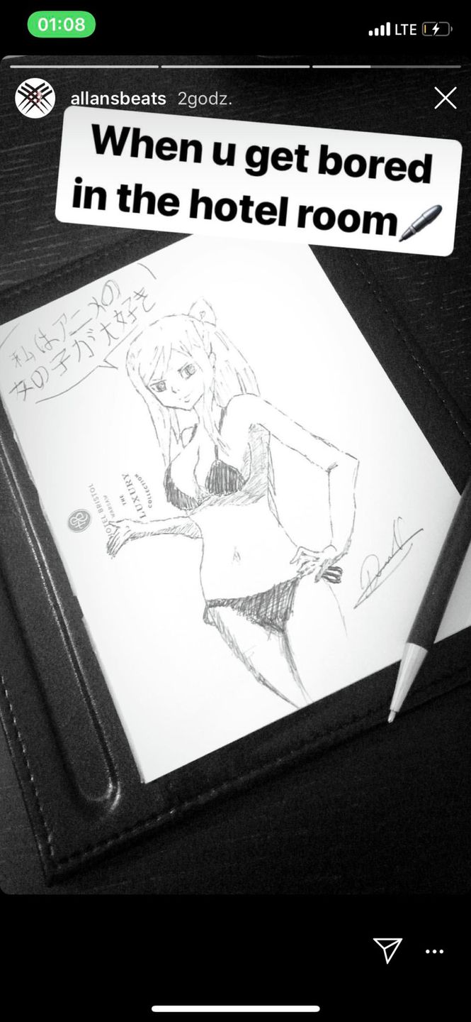 Allan Krupa narysował kobietę w bikini