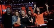 "The Voice of Poland" - Justyna Steczkowska i Edyta Górniak licytują się, która ma dłuższe nogi, Baron i Tomson uciekają przed operatorem kamery...