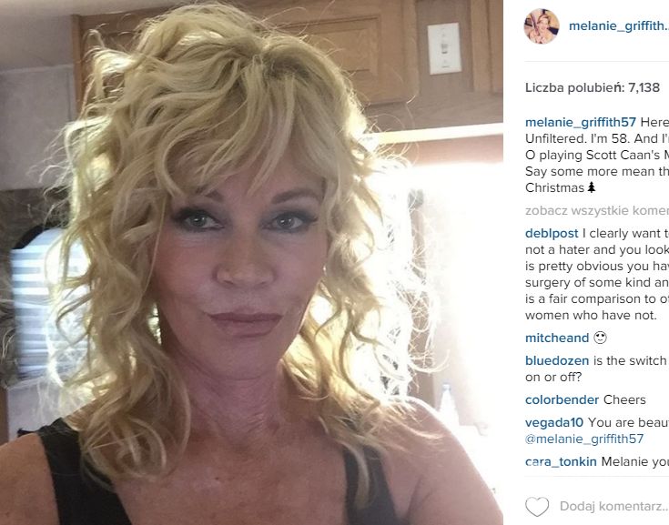 Melanie Griffith odpowiada hejterom na Instagramie