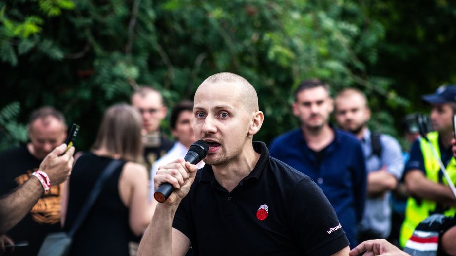 Jacek Międlar na demonstracji narodowców