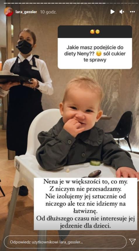 Dieta Neny. Skrin z InstaStories Lary Gessler