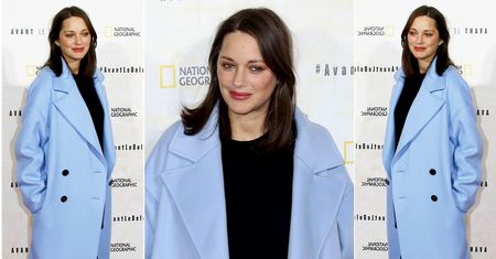 LOOK OF THE DAY: Marion Cotillard w niebieskim płaszczu Diora