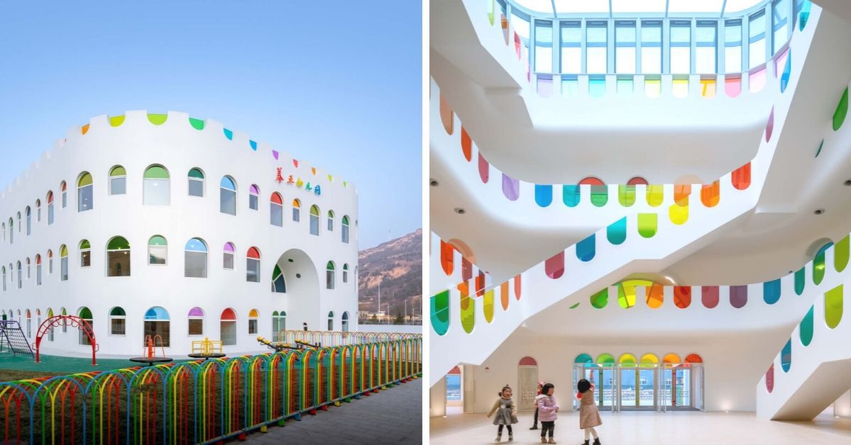 Architects Used 483 Colorful Glass Panels to Brighten This Kindergarten in China