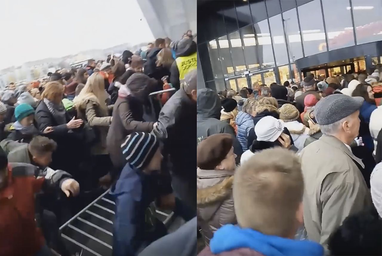 Dantejskie sceny na otwarciu galerii handlowej w Mielcu