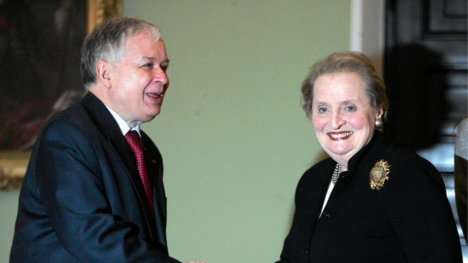 Była Sekretarz Stanu USA Madeleine Albright podczas spotkania z ówczesnym prezydentem Lechem Kaczyńskim w kwietniu 2008 roku.