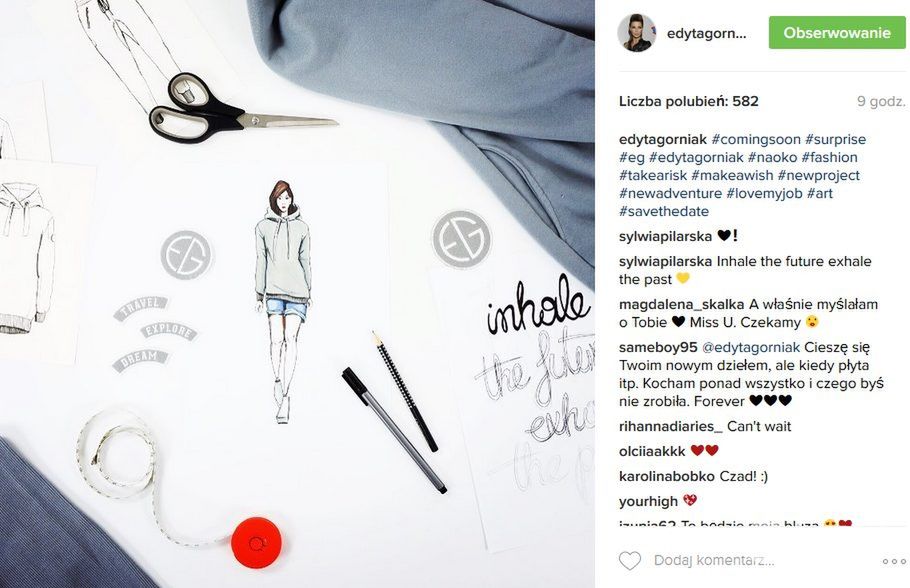 Projekty ubrań z kolekcji Edyty Górniak (fot. Instagram)