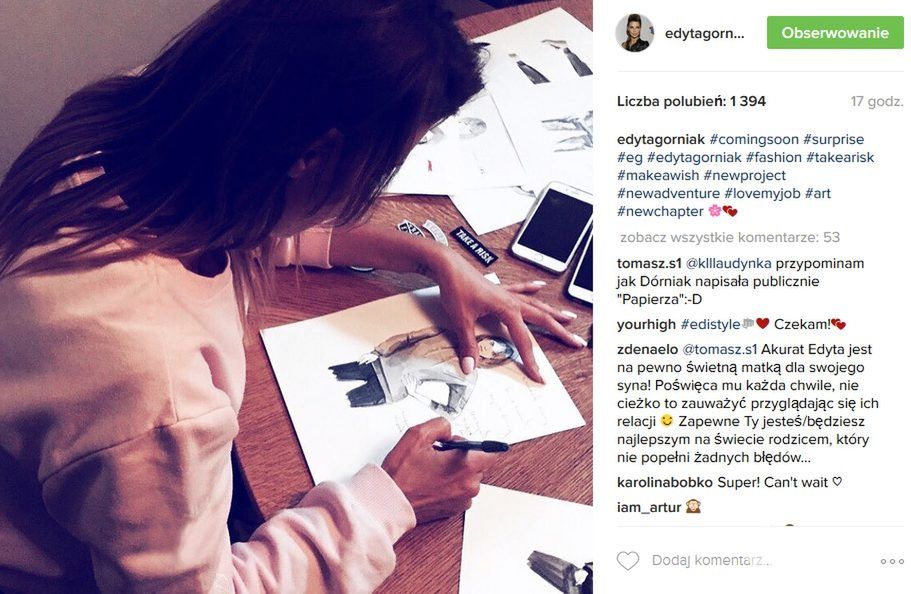 Edyta Górniak pracuje nad kolekcją ubrań (fot. Instagram)