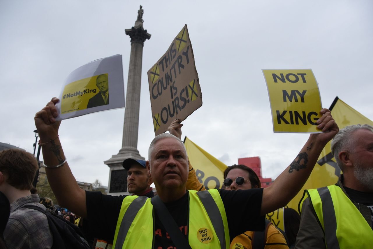 Protesty przed koronacją króla Karola III (fot. GettyImages)