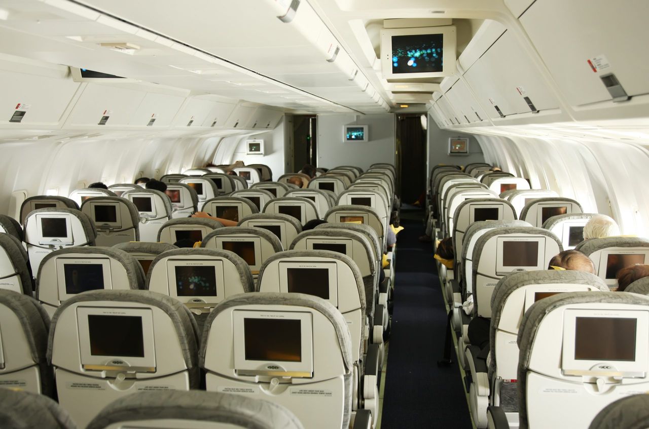 an image of a chairs in airplane