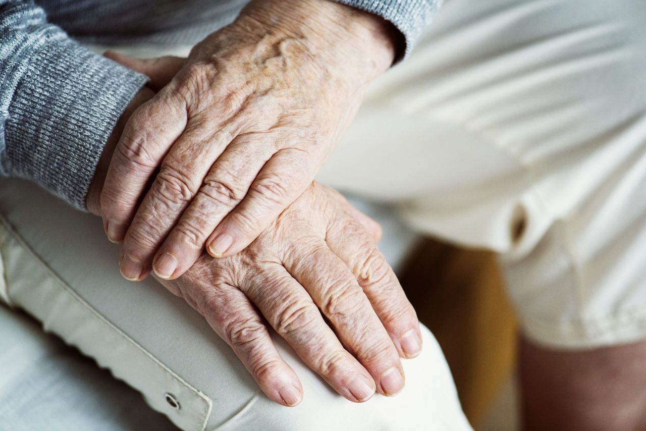 Closeup of elderly hands