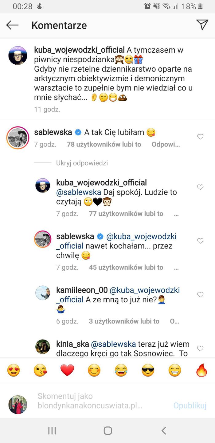 komentarze pod postem Kuby Wojewódzkiego
