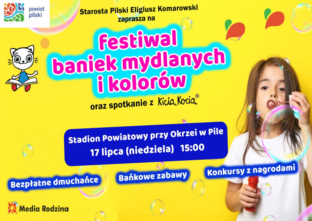 Festiwal Baniek Mydlanych i Kolorów na stadionie przy Okrzei w Pile