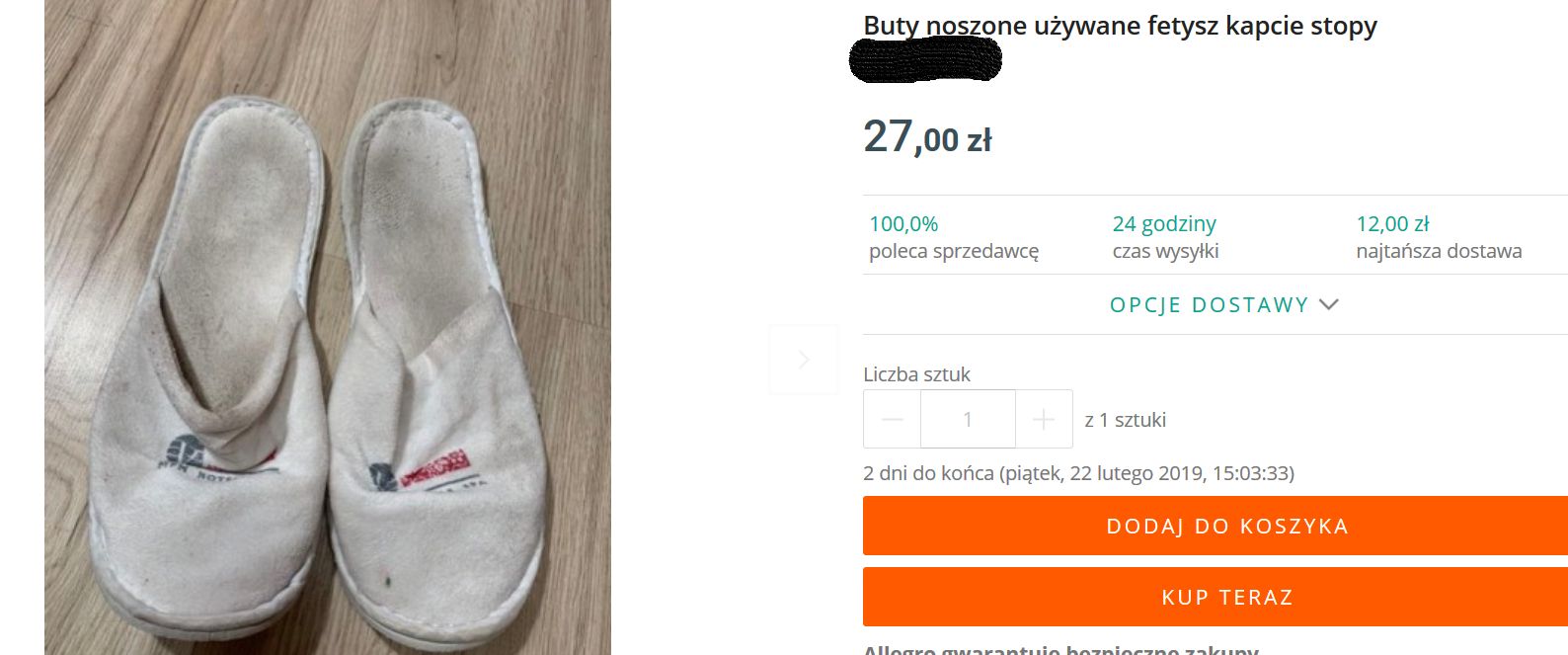 Znoszone kapcie na Allegro 