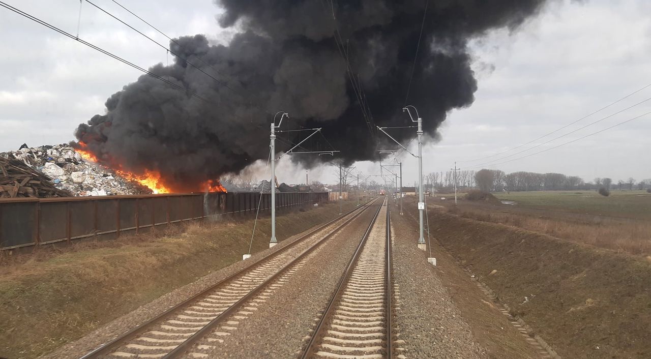 Pożar przy torowisku. Utrudnienia na trasie Poznań-Wrocław