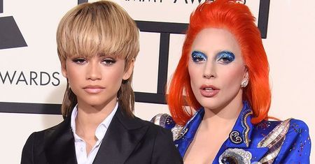 Grammy 2016: Zendaya i Lady Gaga postawiły na look mocno inspirowany Davidem Bowiem