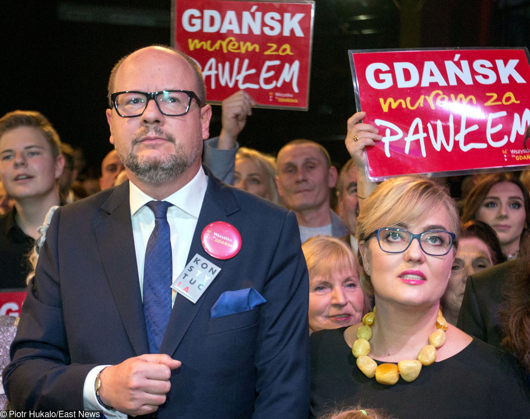 Paweł i Magdalena Adamowicz podczas wieczoru wyborczego w Gdańsku