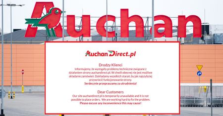 W Auchan nie można robić zakupów przez Internet. Klienci zaniepokojeni