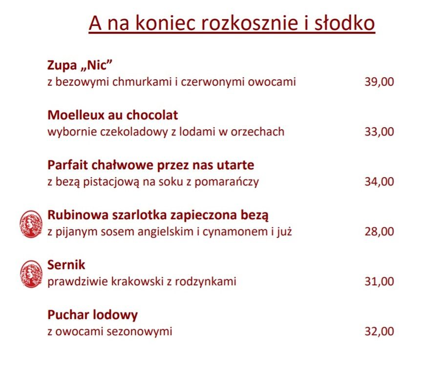 Menu Magdy Gessler