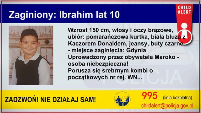 Child Alert. Trwają poszukiwania 10-letniego Ibrahima. Chłopca porwano w Gdyni