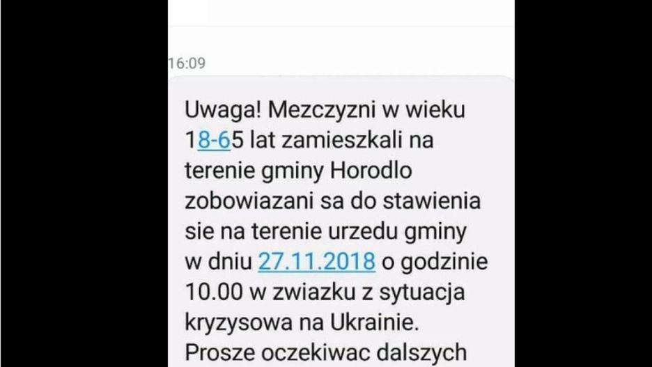 Ten alert otrzymali mieszkańcy co najmniej dwóch gmin na wschodzie Polski