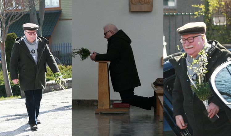 Lech Wałęsa spędza Niedzielę Palmową w kościele