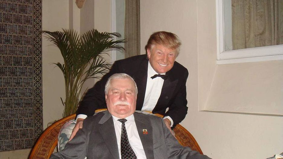 Lech Wałęsa i Donald Trump podczas spotkania w 2010 r., Floryda, USA