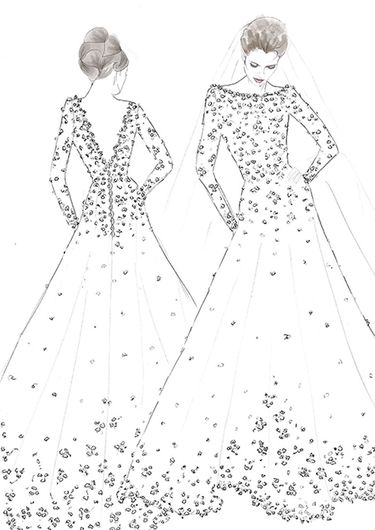 Suknia ślubna dla Meghan Markle, projekt Sassi Holford (fot. Hello)