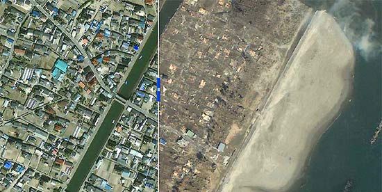 Japonia po kataklizmie - zdjęcia satelitarne
