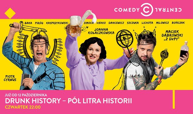 Plakat promujący show  "Drunk History – Pół litra historii"