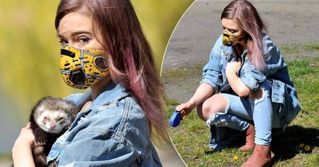 Julia Wróblewska odsłoniła sporo ciała w parku. W skąpym topie wyskoczyła z fretką na spacer