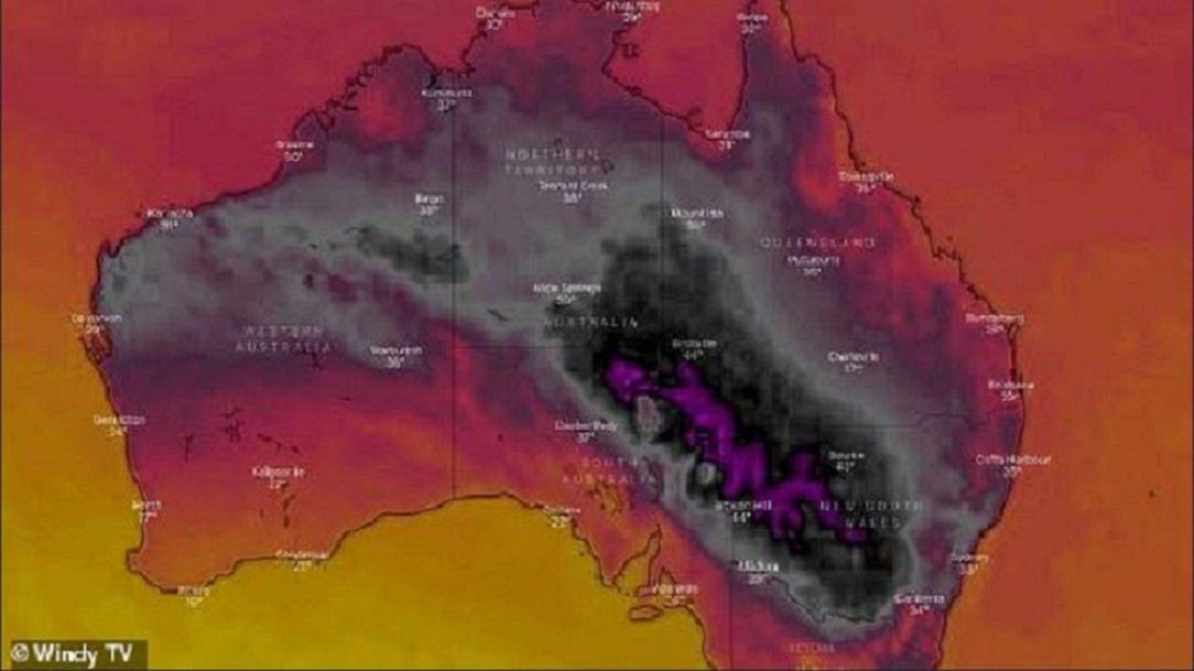 Czarna mapa pogody Australii. Najgoręcej od 80 lat