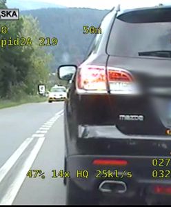 34 punkty karne w 40 s. pod Jelenią Górą. Wyprzedzał nielegalnie nawet radiowóz