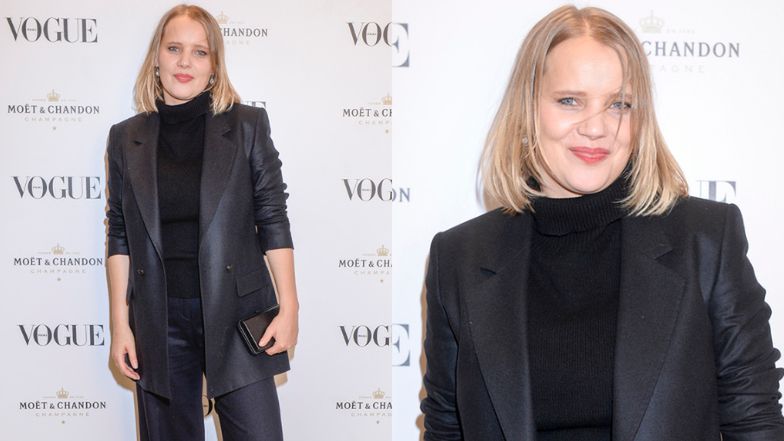 Joanna Kulig cała na czarno bawi się na świątecznej imprezie "Vogue Polska" (FOTO)