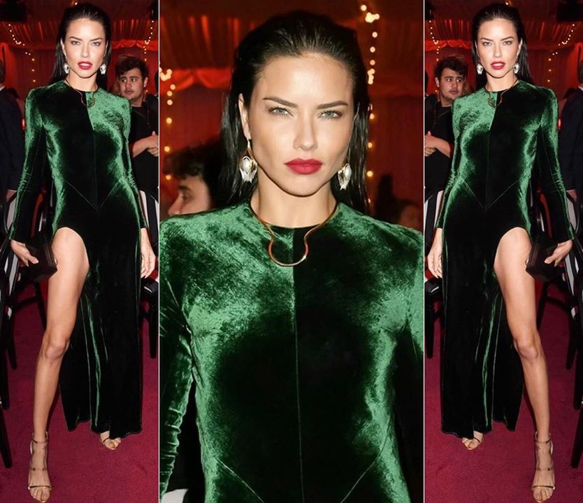 Adriana Lima w zielonym aksamicie od Haidera Ackermanna