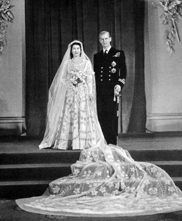 Królowa Elżbieta II i książę Filip w dniu ślubu