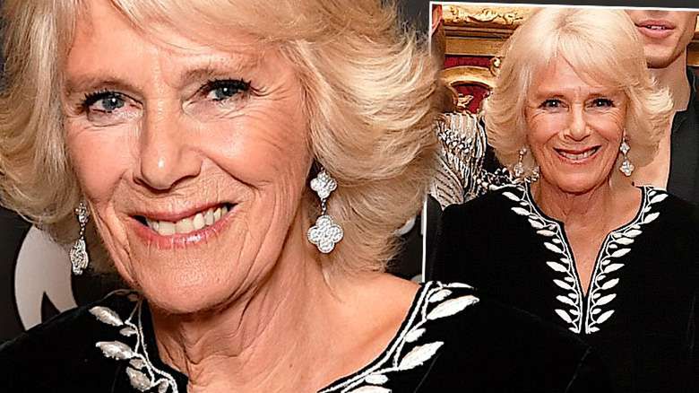 Księżna Camilla czarna sukienka