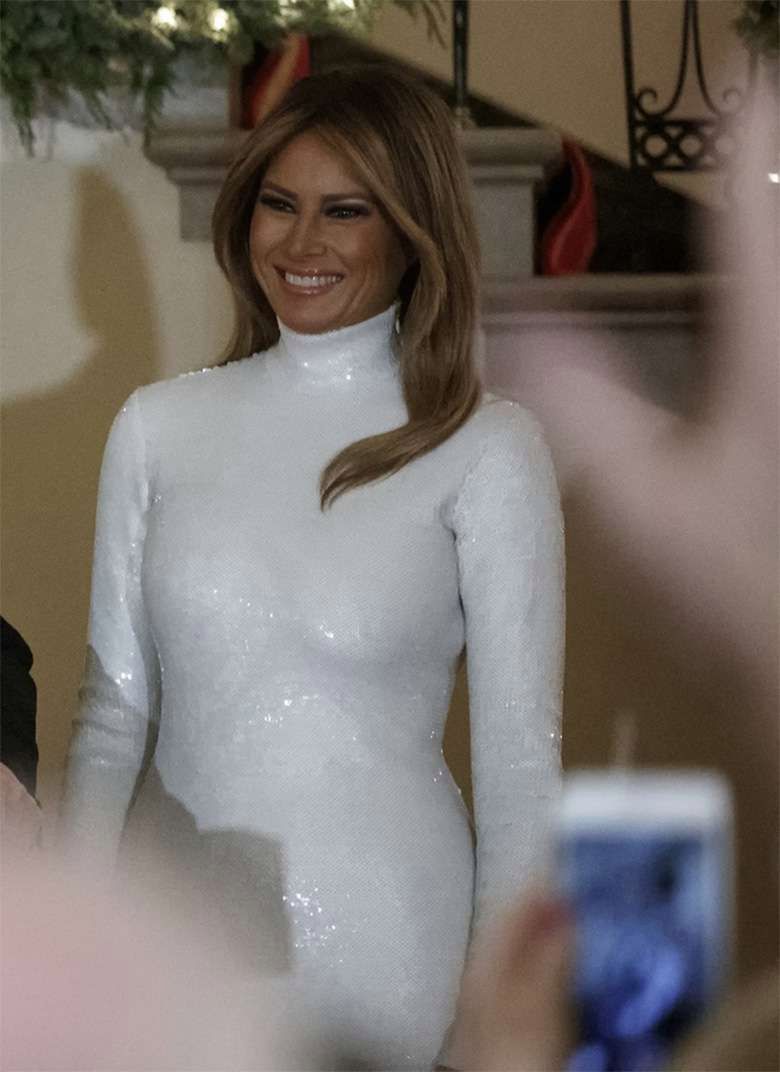 Stylizacja Melanii Trump na balu w Białym Domu