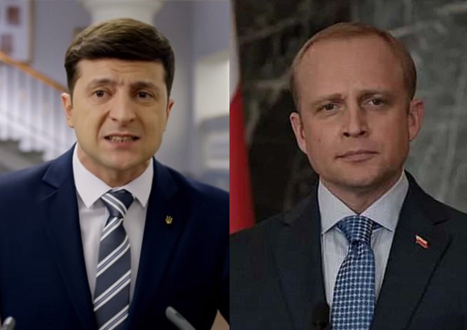 Wołodymyr Zełenski i Piotr Adamczyk