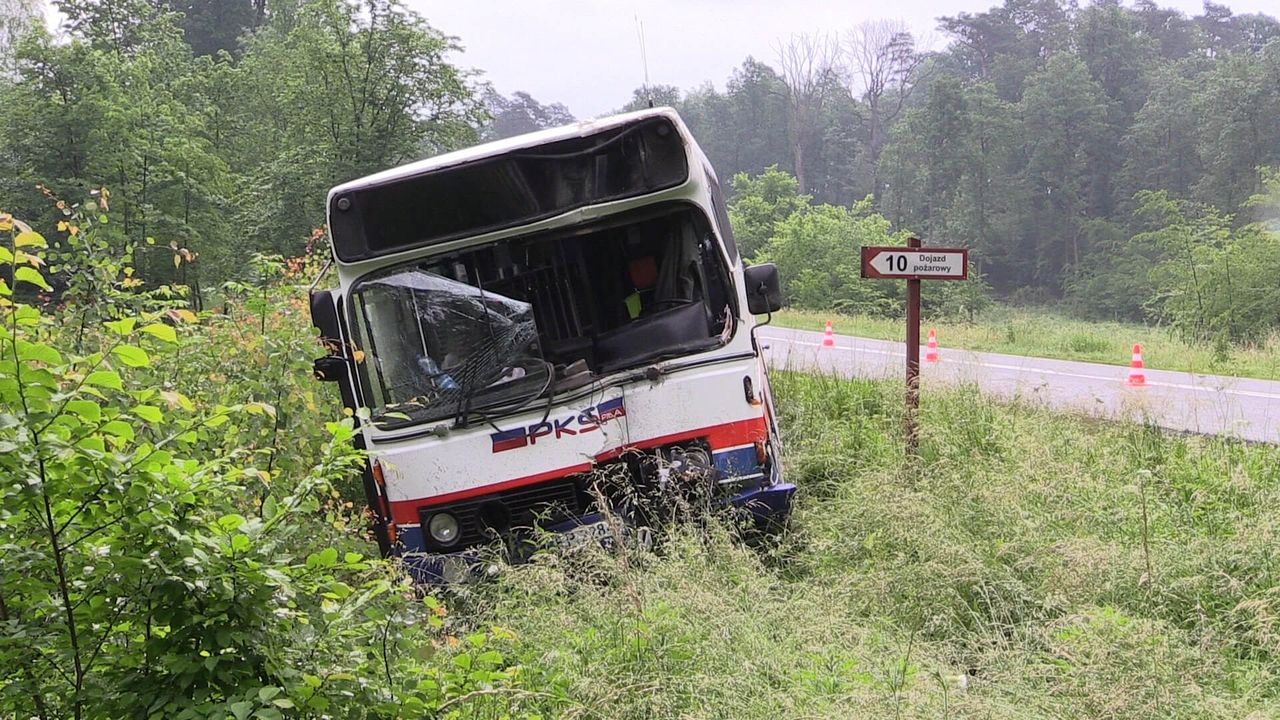 Wypadek dwóch autobusów koło Grabówna