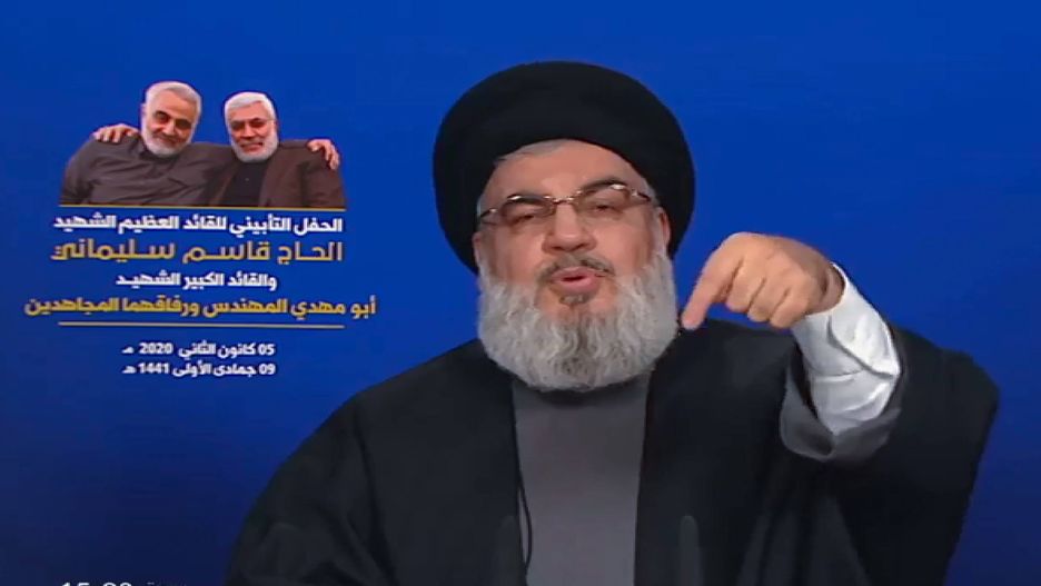 Szef libańskiego Hezbollahu Hassan Nasrallah przemawiał w Bejrucie po śmierci generała Kasema Sulejmaniego