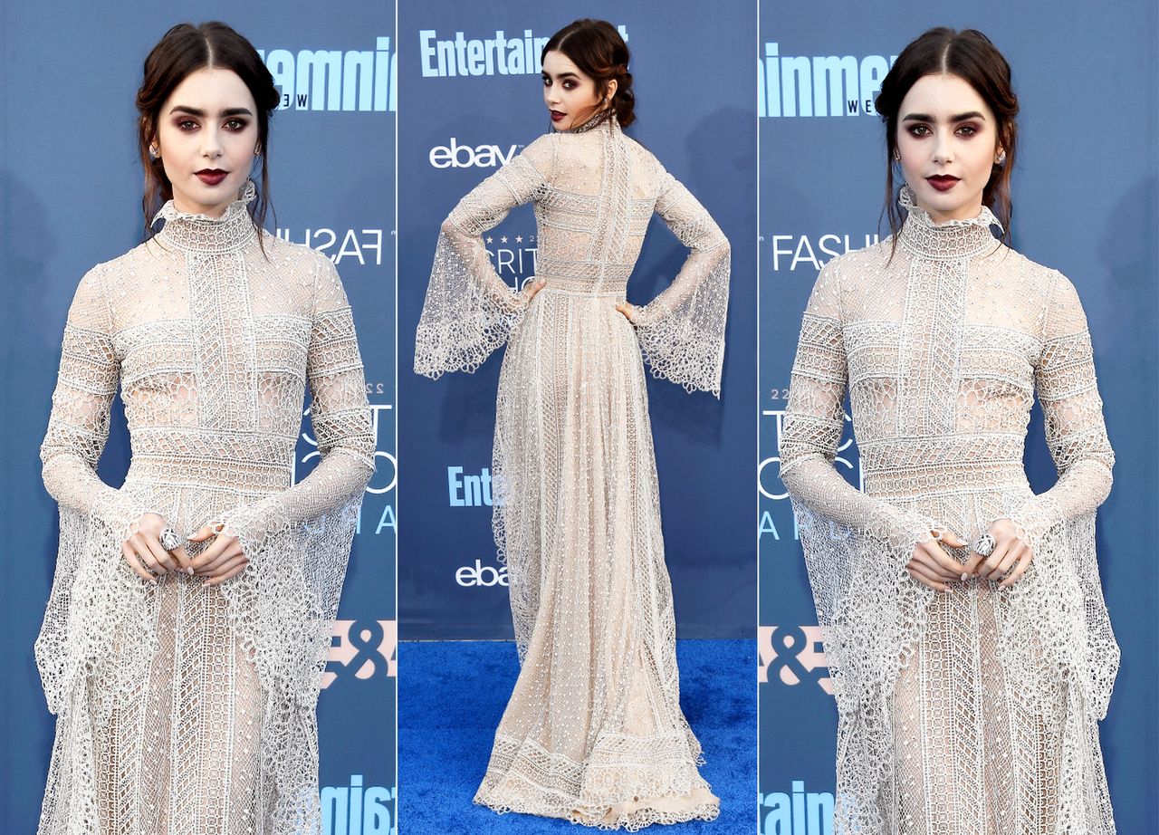 LOOK OF THE DAY: Lily Collins w wiktoriańskiej sukni Elie Saab