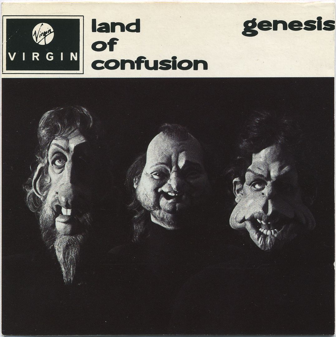 Okładka singla "Land of Confusion", która parodiuje front drugiego albumu Beatlesów "With the Beatles"
