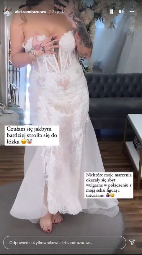 Aleksandra Żuraw w sukni ślubnej