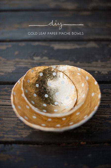 Gold Leaf Paper Mache Bowls