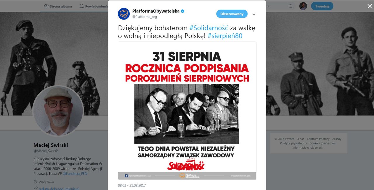 Platforma Obywatelska chciała uczcić bohaterów Sierpnia '80. Spotkała się z ostrą ripostą