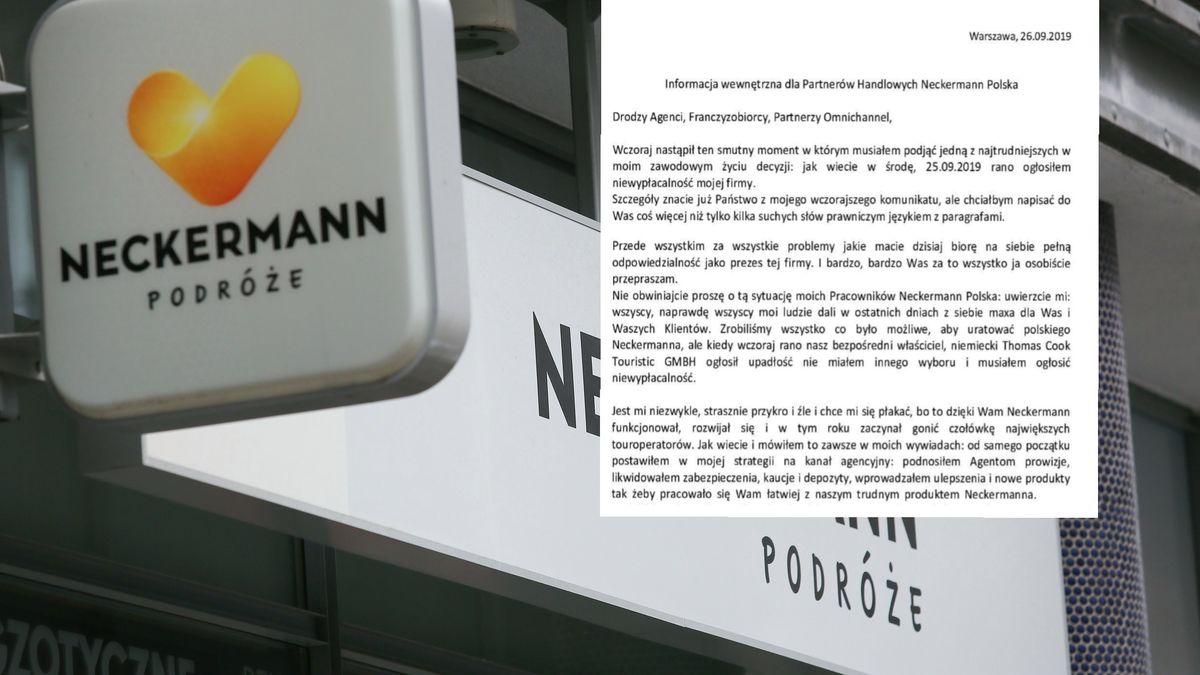 Prezes Neckermann Polska zwraca się do partnerów handlowych: "nie mogę podpisać się już pod żadnym przelewem"