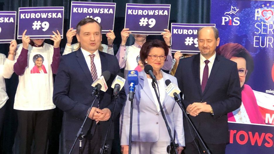 Zbigniew Ziobro i Maria Kurowska podczas konwencji przed wyborami do europarlamentu