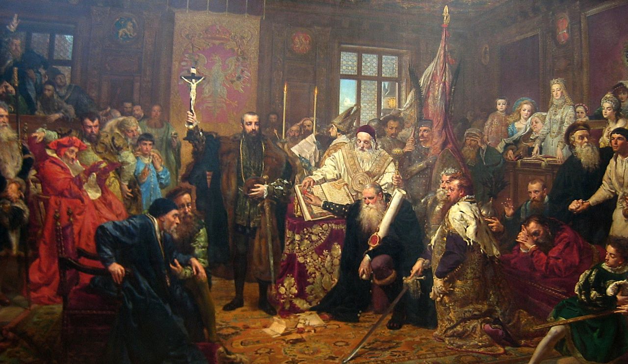 Dla Polaków unia lubelska jest symbolem partnerstwa między Polską i Litwą. Litwini mają na ten temat nieco inne zdanie. Jan Matejko, „Unia lubelska” 