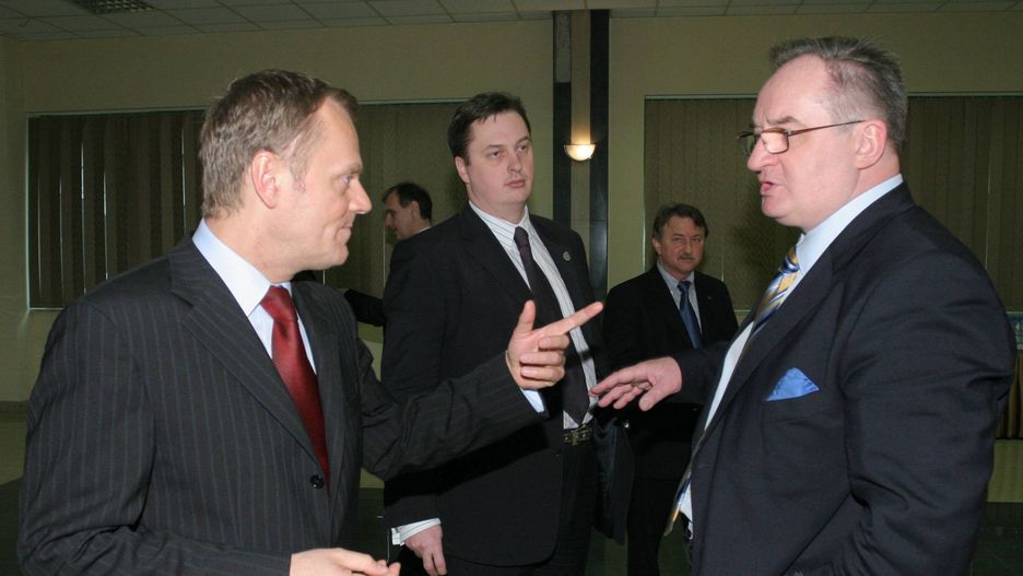 Donald Tusk i Jacek Saryusz-Wolski w 2008 roku