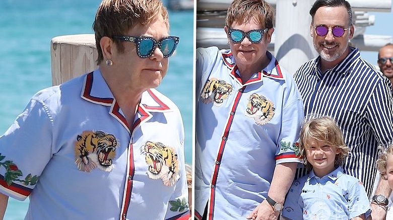 Elton John z dziećmi i mężem